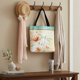 Tote Bag Fleurs personnalisées et libellule