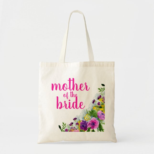 Tote Bag Fleurs personnalisées mère de la mariée (Devant)