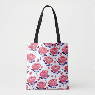 Tote Bag Fleurs printanières, aquarelle motif sans couture.