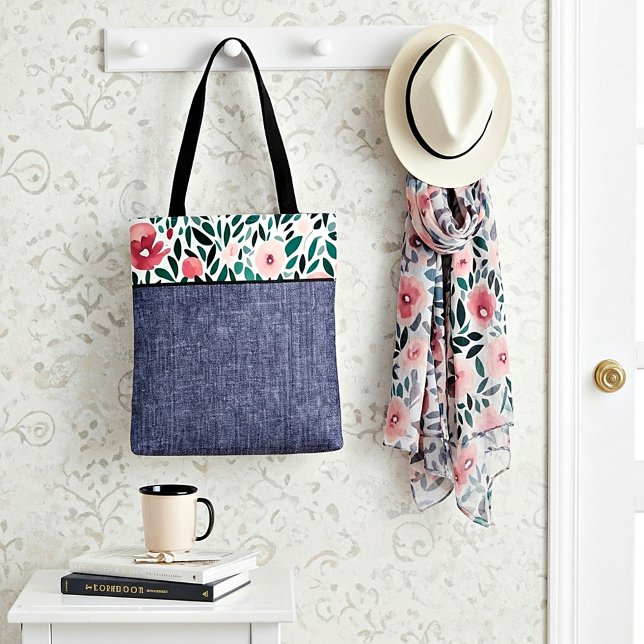 Tote Bag Fleurs printanières et denim (Créateur téléchargé)