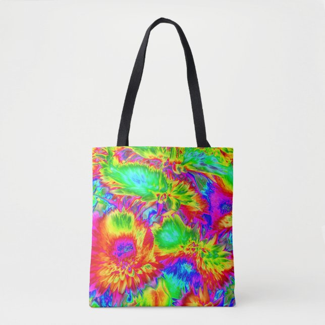 Tote Bag fleurs psychédéliques 2 (Devant)