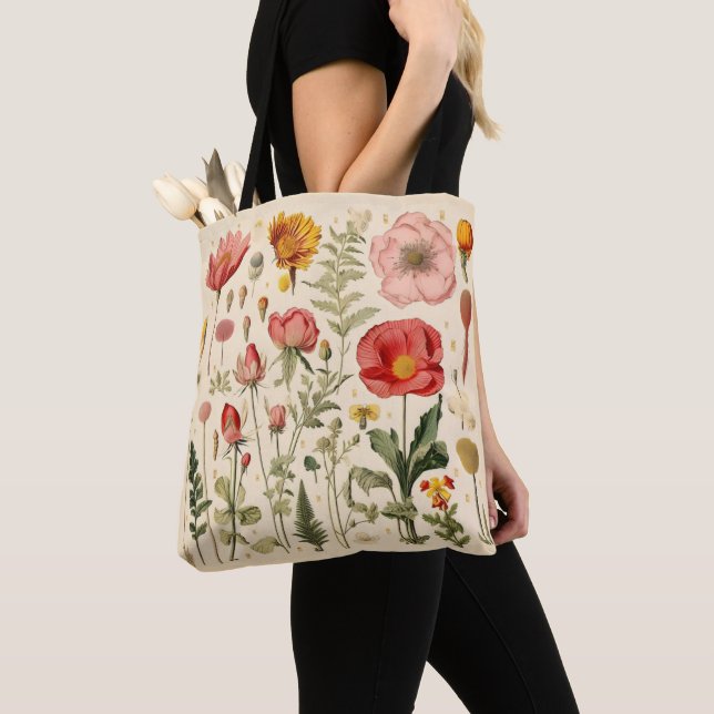 Tote Bag Fleurs Rétro (De près)