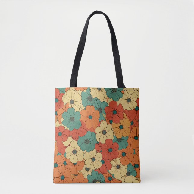 Tote Bag Fleurs rétro des années 1970 (Devant)