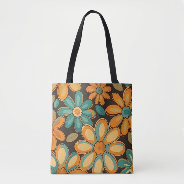 Tote Bag Fleurs rétro des années 1970 (Devant)