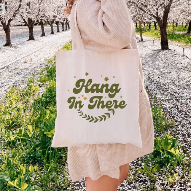 Tote Bag Fleurs Rétro 'Tenir le Coup' Positivité (Créateur téléchargé)