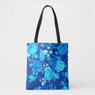 Tote Bag Fleurs Rose bleu classique Motif-876
