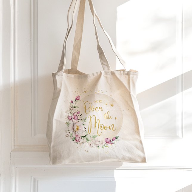 Tote Bag Fleurs rose clair Over the Moon (Créateur téléchargé)