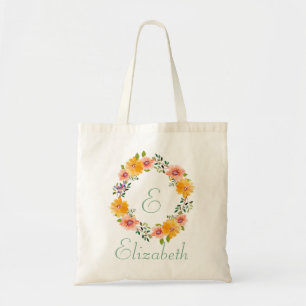 Tote Bag Fleurs rose orange Robe de demoiselle d'honneur Mo