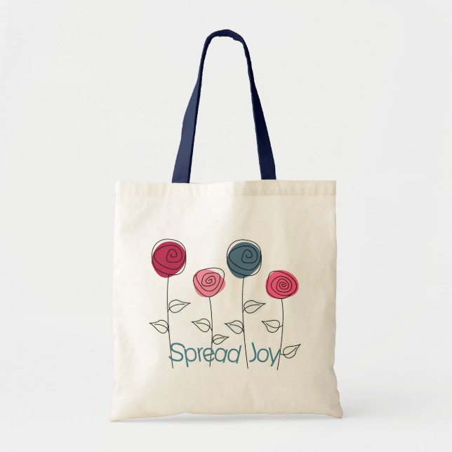 Tote Bag Fleurs roses bleues de diffusion de joie (Devant)