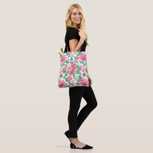 Tote Bag Fleurs roses brillantes Fille Motif (Sur le modèle)