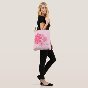 Tote Bag Fleurs roses fines rétro personnalisées