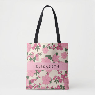 Tote Bag Fleurs Roses, Motif De Fleurs, Votre Nom