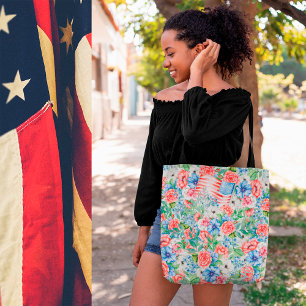 Tote Bag Fleurs rouges blanches et bleues Patriotique 4 jui