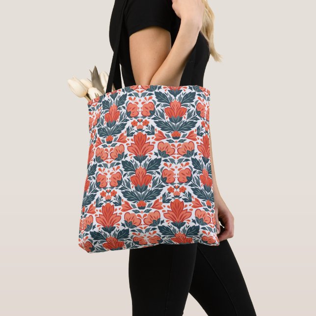 Tote Bag Fleurs rouges décoratives (De près)