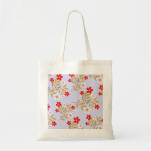 Tote Bag Fleurs rouges jolies de style vintage sur motif bl