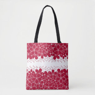 Tote Bag Fleurs rouges marguerites sur arrière - plan blanc