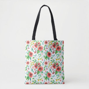 Tote Bag Fleurs Rouges Peintes À La Main Modèle Floral-2349