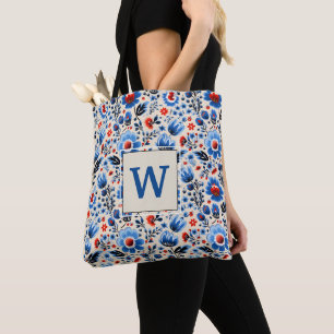 Tote Bag Fleurs sauvages bleues élégantes féminines personn