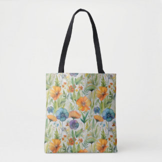 Tote Bag Fleurs sauvages d'aquarelle de style français