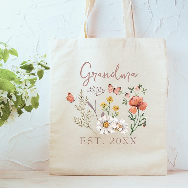 Tote Bag Fleurs sauvages de grand-mère personnalisés (Créateur téléchargé)