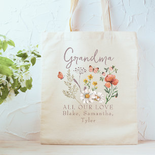 Tote Bag Fleurs sauvages de grand-mère personnalisés