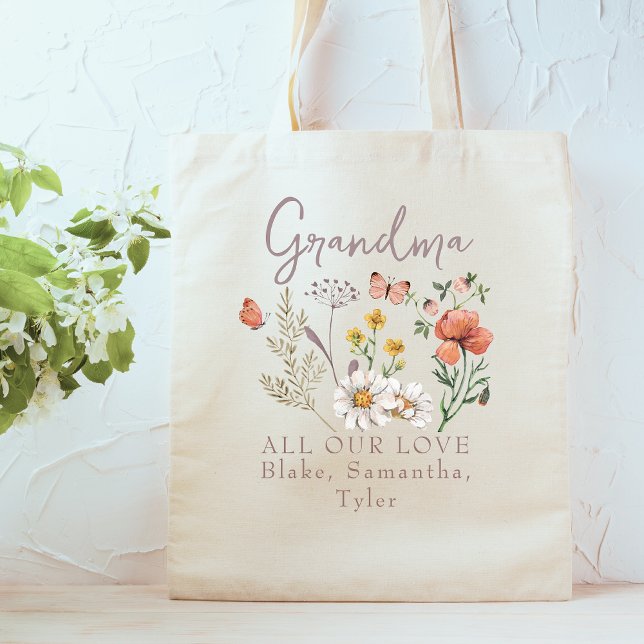 Tote Bag Fleurs sauvages de grand-mère personnalisés (Créateur téléchargé)