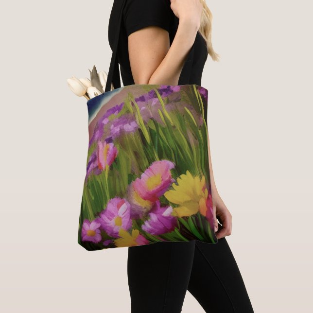 Tote Bag Fleurs Sauvages De Plage À L'Aquarelle Dusk Art Fl (De près)