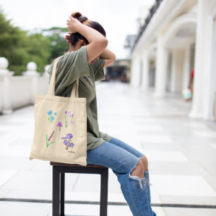 Tote Bag Fleurs sauvages délicats en aquarelle.