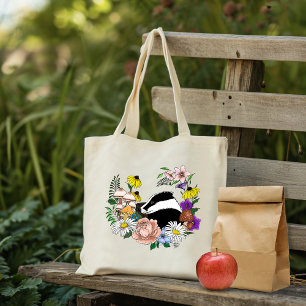 Tote Bag Fleurs sauvages du blaireau des bois Champignons V