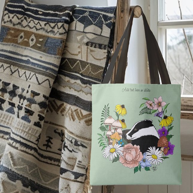Tote Bag Fleurs sauvages du blaireau des bois Champignons V (Créateur téléchargé)