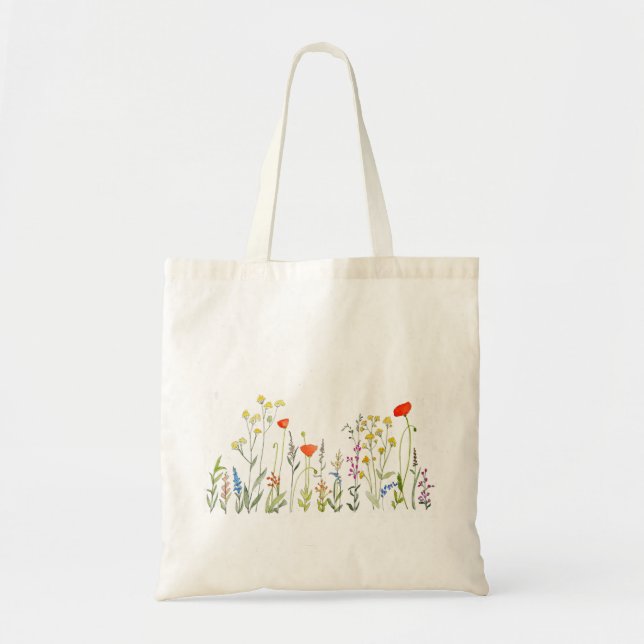 Tote Bag Fleurs sauvages en aquarelles (Devant)