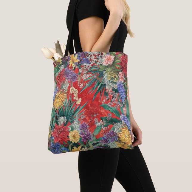 Tote Bag Fleurs sauvages en rouge (De près)