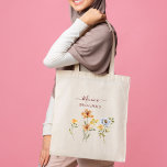 Tote Bag Fleurs sauvages femme de ménage cadeaux fête de ma<br><div class="desc">Fleurs sauvages cadeaux de mariée fête de mariée favorise les sacs fourre-tout de nom personnalisés. Fleurs sauvages d'aquarelle pour un thème de fleurs de jardin.</div>