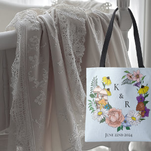Tote Bag Fleurs sauvages Floral Blue Champhrooms Mariage