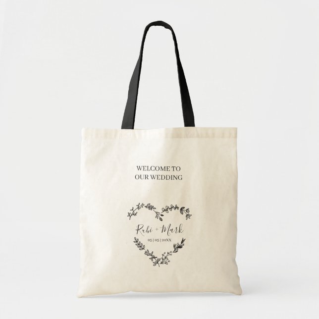 Tote Bag Fleurs sauvages noirs et Mariage de branches (Devant)