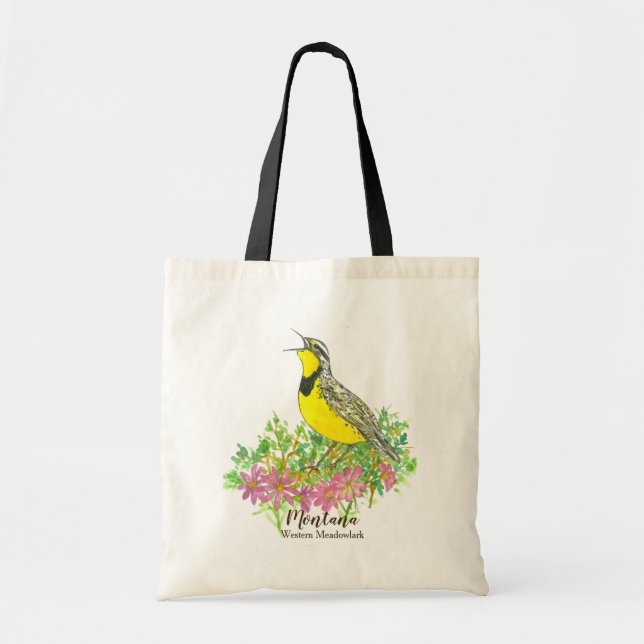 Tote Bag Fleurs sauvages roses de Meadowlark occidental (Devant)
