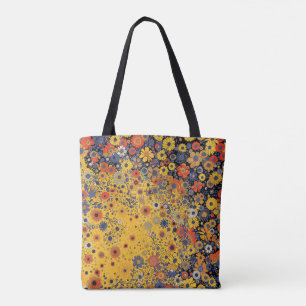 Tote Bag Fleurs sauvages sur Arrière - plan jaune