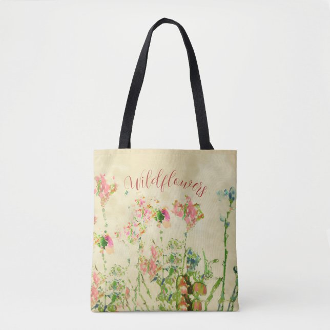 Tote Bag Fleurs sauvages Texte  (Devant)