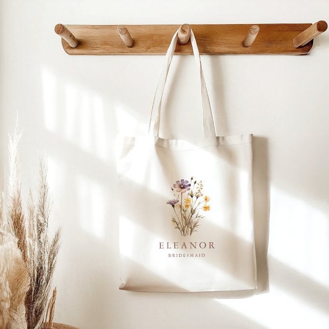 Tote Bag Fleurs sauvages violettes Boho Demoiselle d'honneu (Créateur téléchargé)