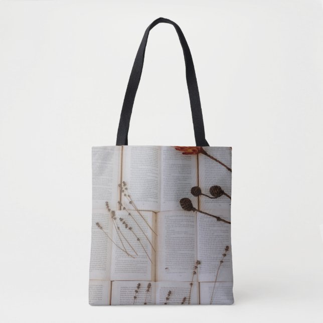 Tote Bag Fleurs séchées sur les livres (Devant)