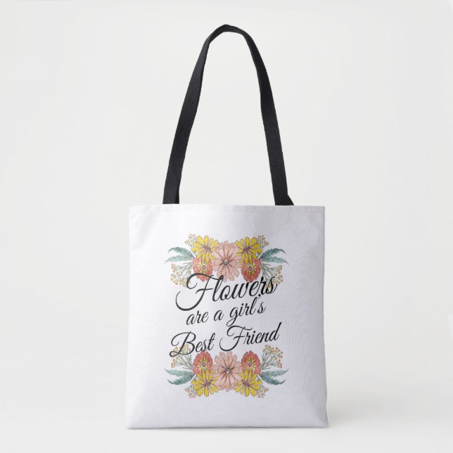 Tote Bag Fleurs sont une fille meilleur ami - Zinnia Art (Devant)