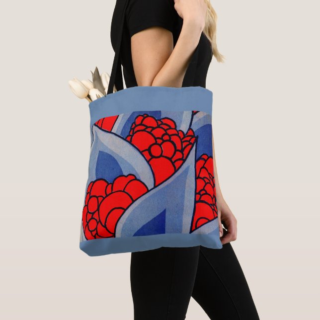 Tote Bag fleurs stylisées et imprimés feuille (De près)