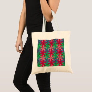 Tote Bag Fleurs Tessellées De Verre Tiré