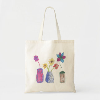 Tote Bag Fleurs tirées par la main dans le vase