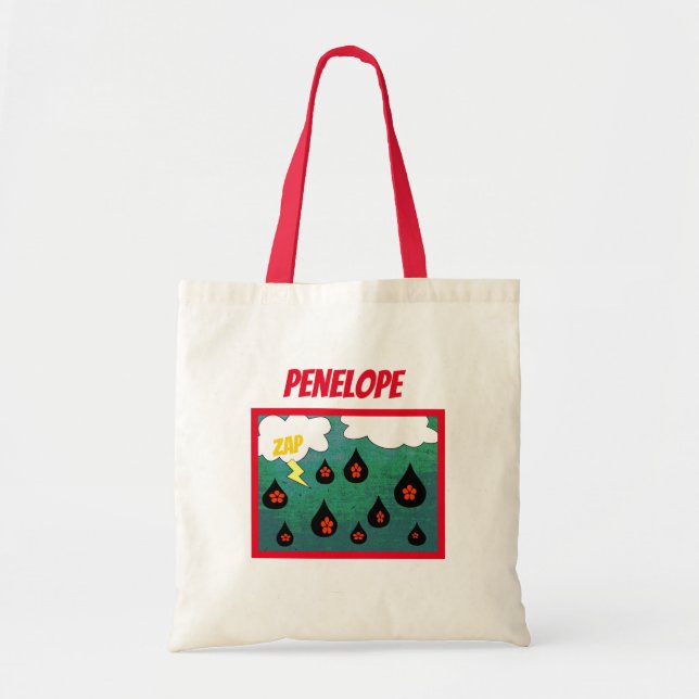 Tote Bag Fleurs tonnerre amusant Comic Livre Pop Art avec n (Devant)