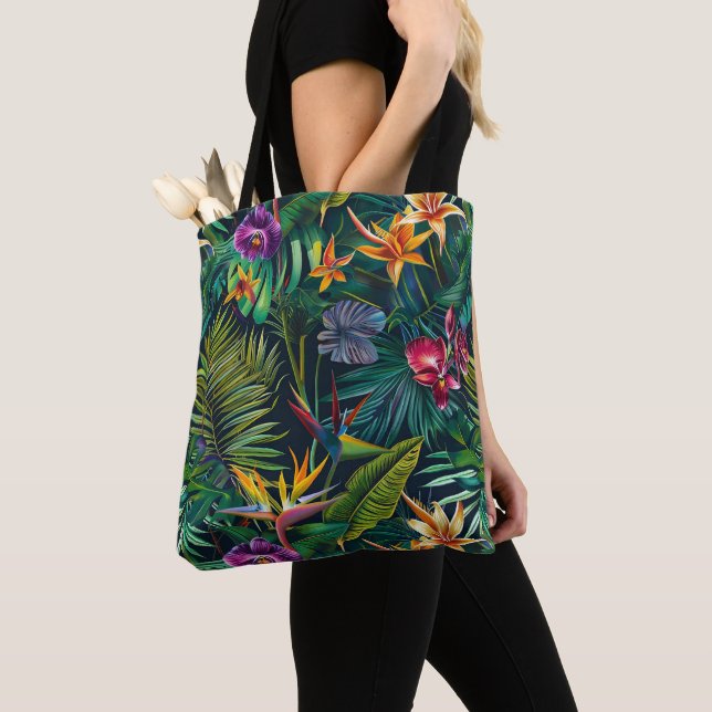Tote Bag Fleurs tropicales (De près)