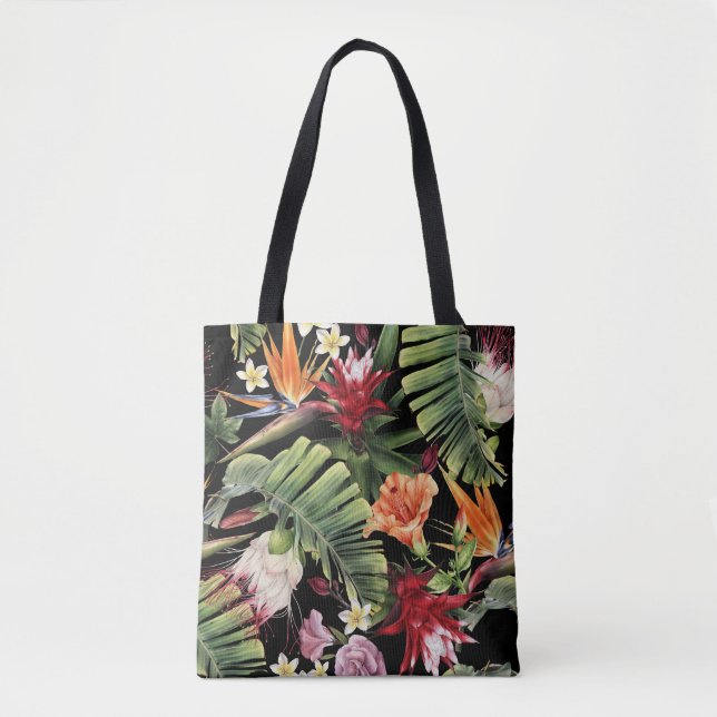 Tote Bag Fleurs tropicales : aquarelle à motif floral trans (Devant)