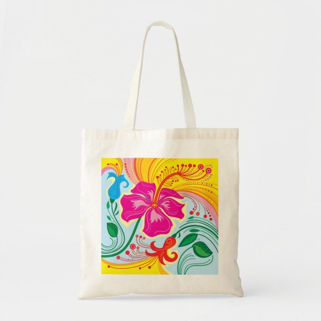 Tote Bag Fleurs tropicales balayées par le vent (Devant)