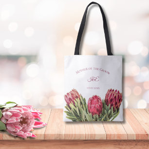 Tote Bag Fleurs tropicales botaniques roses de Protea feuil