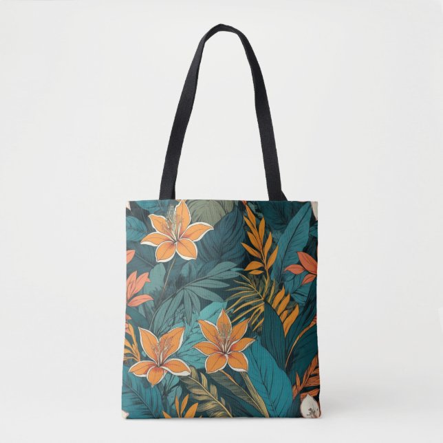 Tote Bag Fleurs Tropicales Exotiques (Devant)